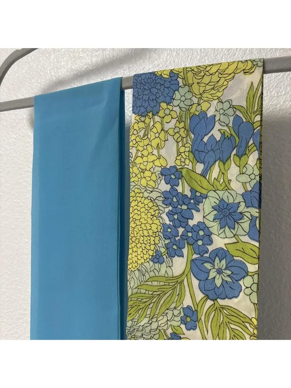 Vintage Solid Blue and Blue and Yellow Scarves